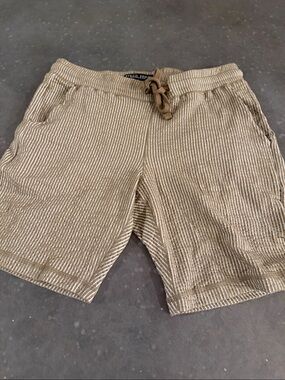 Men's Striped Tan Drawstring Hybrid Shorts